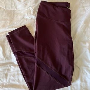 Maroon sheer panel leggings